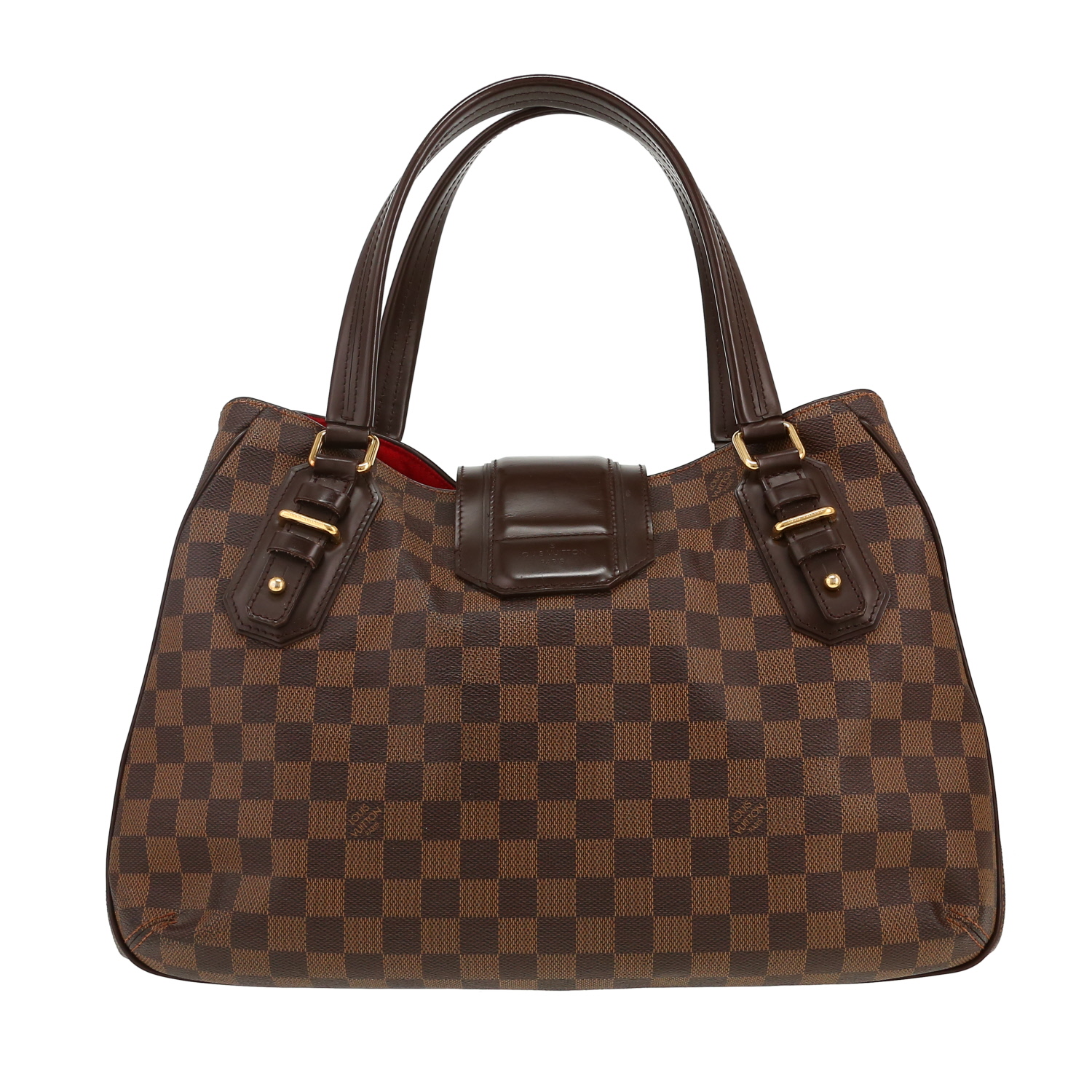 Sac à main Louis Vuitton  Griet Mirage en toile damier ébène et cuir marron - Detail D4