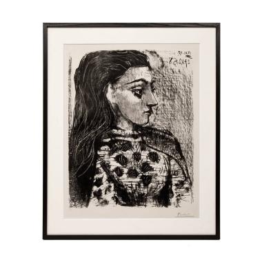 Pablo Picasso (1881-1973), Buste au corsage à carreaux - 1958