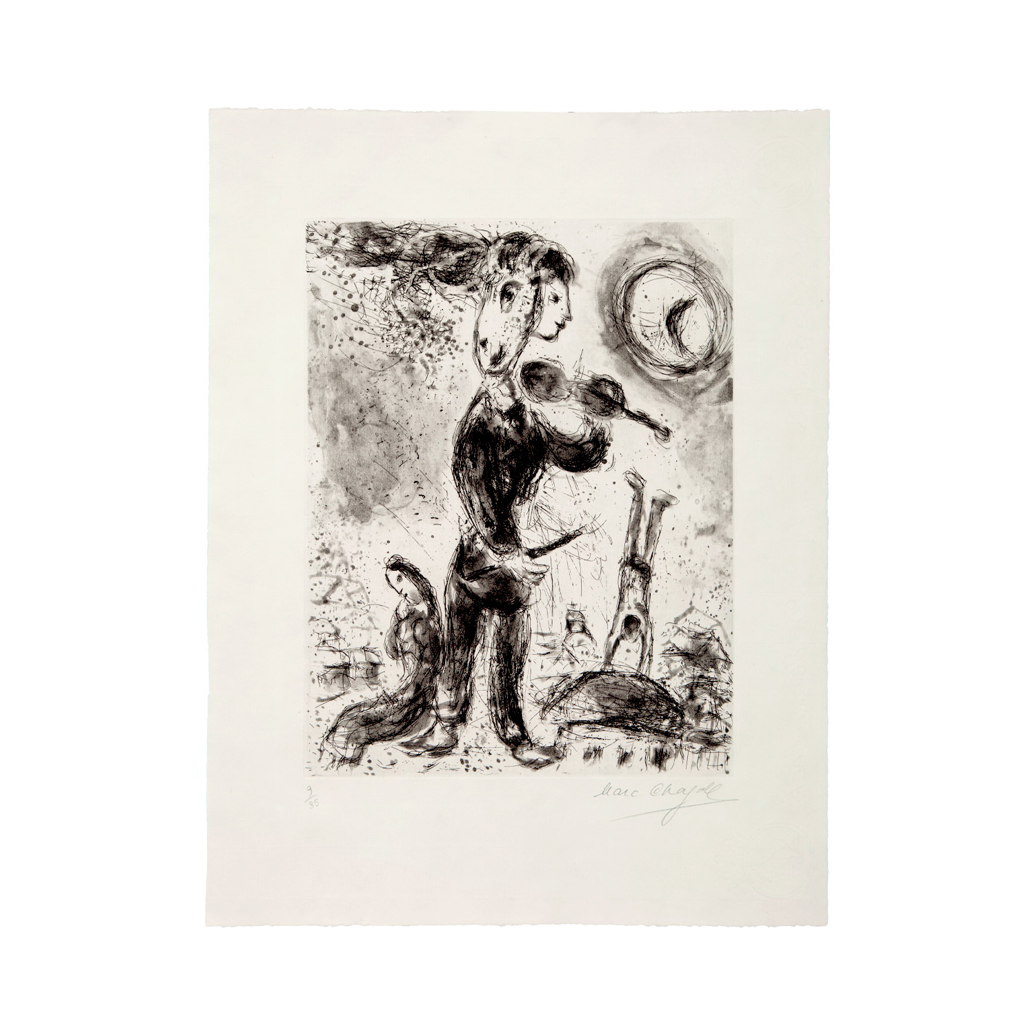 Marc Chagall (1887-1985), Violoniste amoureux - 1967 - Detail D1