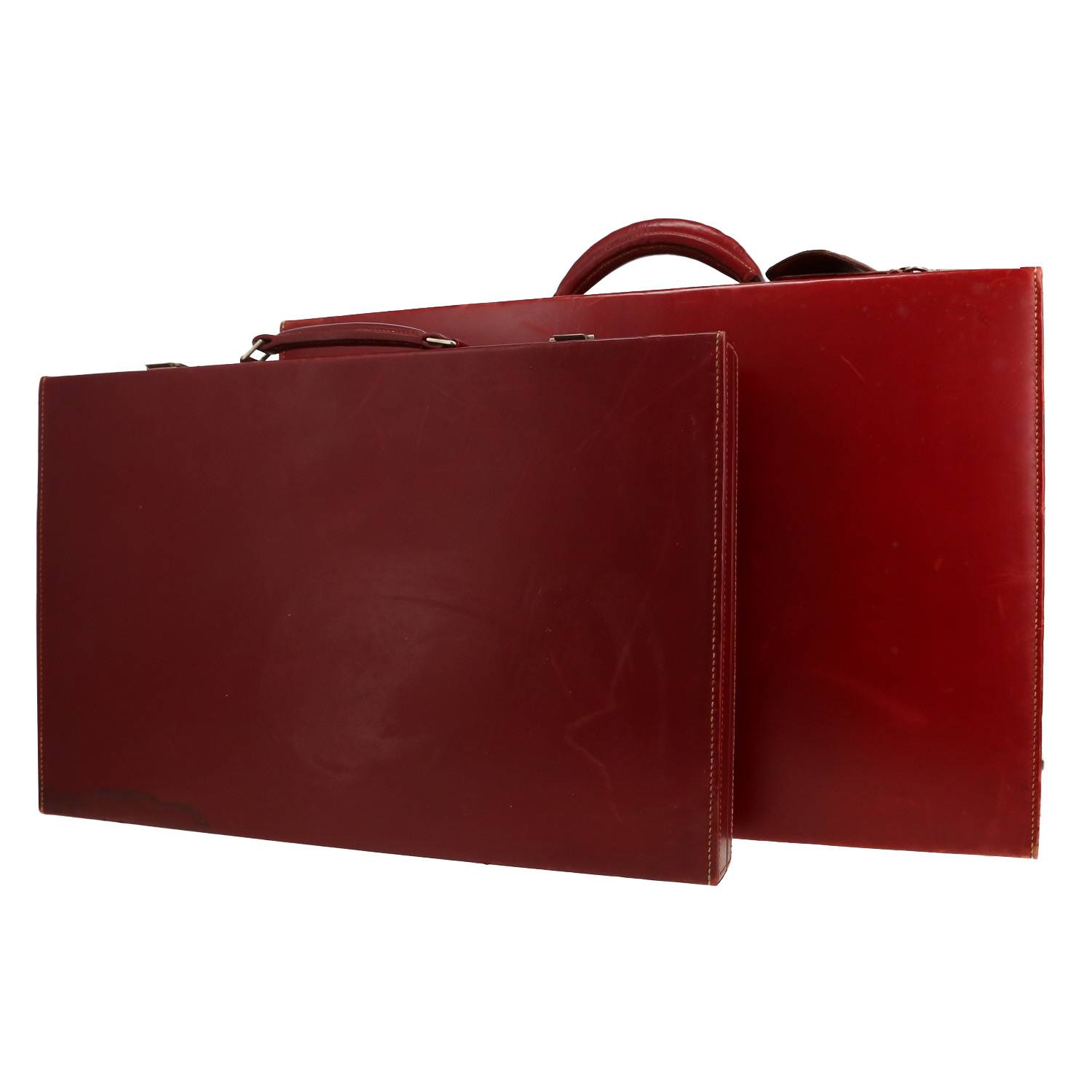 Valise Hermès  Vintage en cuir box bordeaux - 00pp