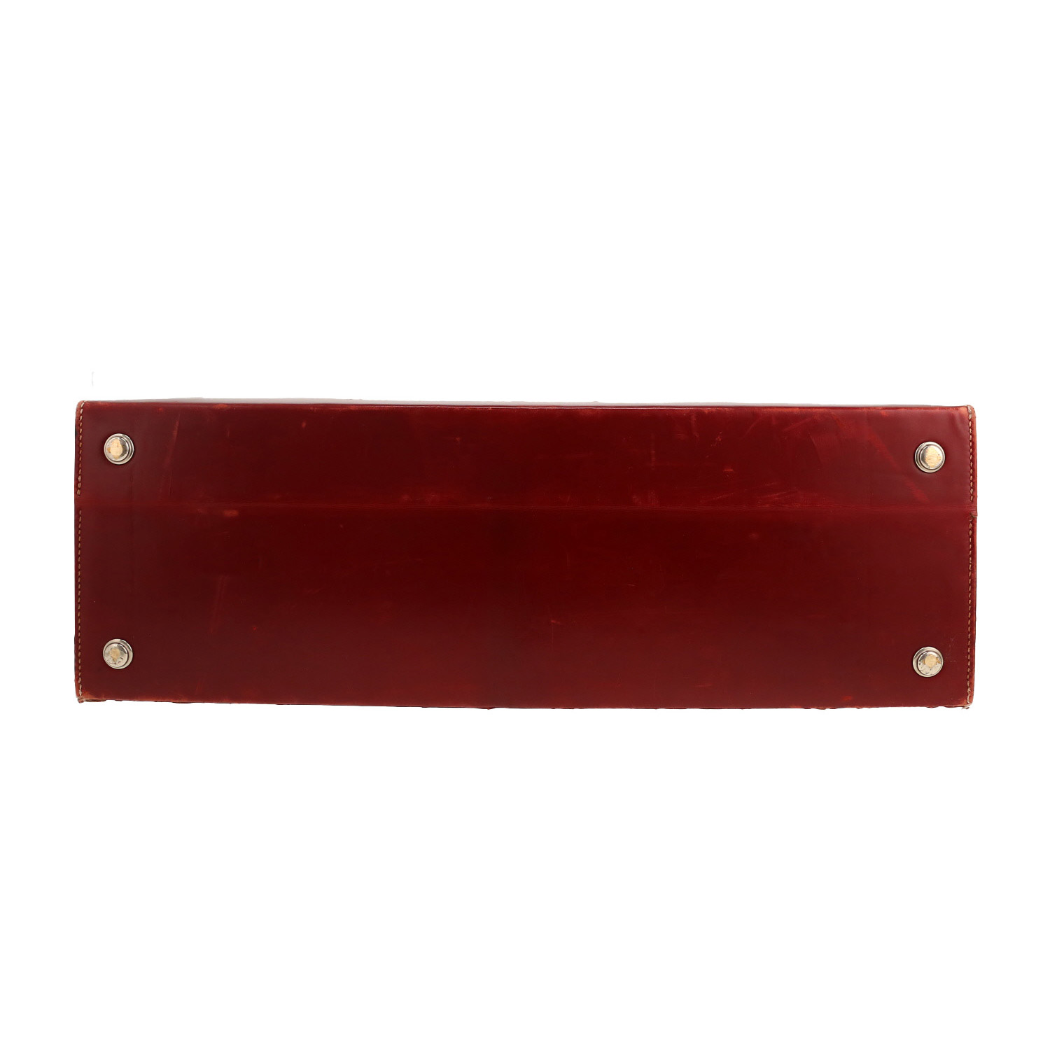 Hermès Vintage suitcase in burgundy box leather - Detail D1
