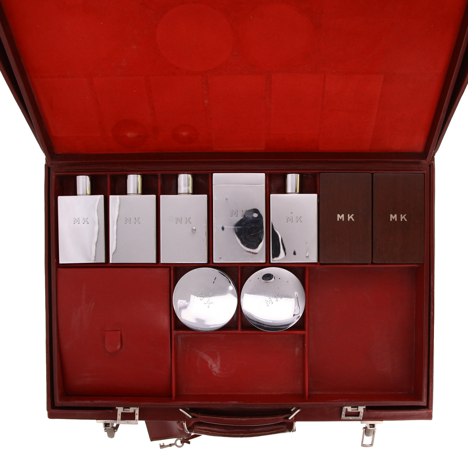 Maleta Hermès  Vintage en cuero box color burdeos - Detail D4