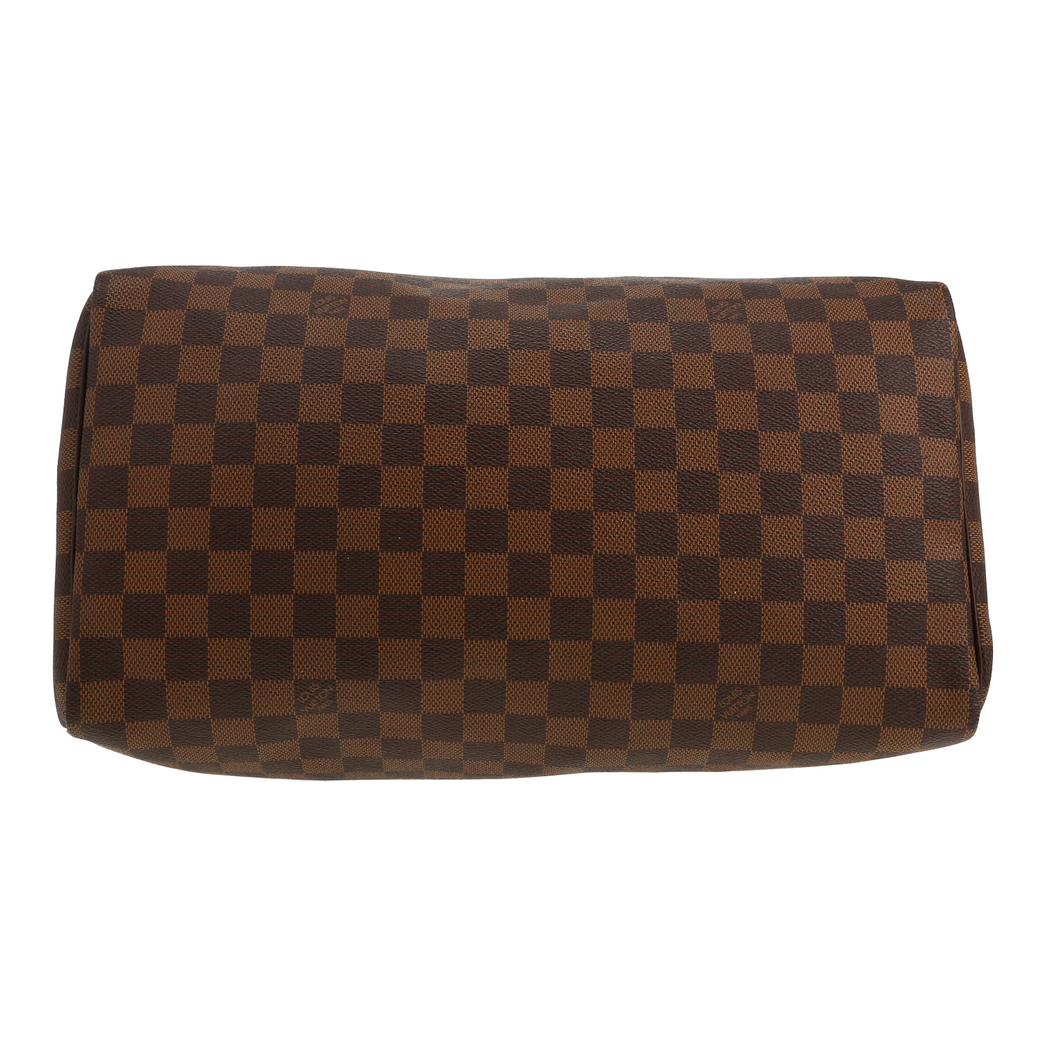 Louis Vuitton  Speedy 35 handbag  in ebene damier canvas  and brown leather - Detail D1