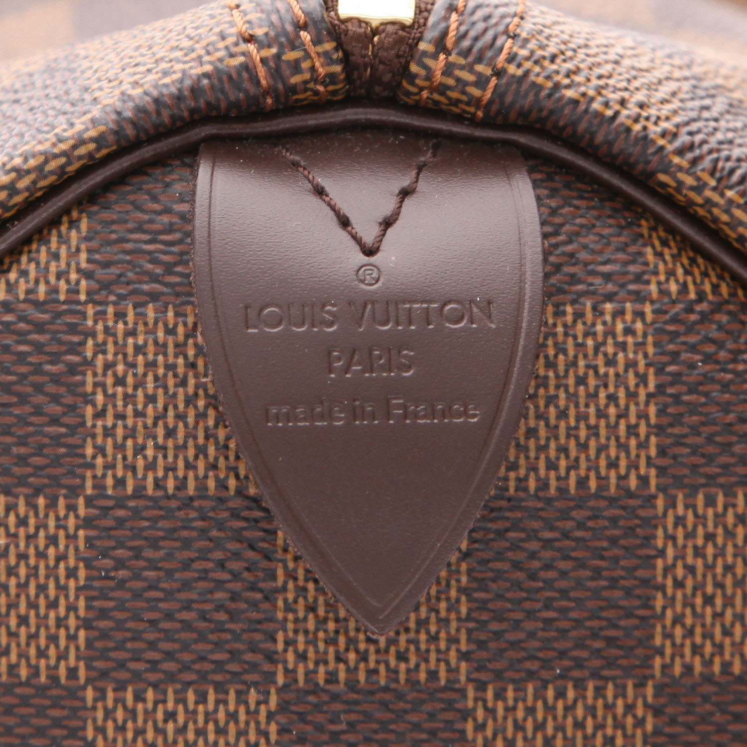 Bolso de mano Louis Vuitton  Speedy 35 en lona a cuadros ébano y cuero marrón - Detail D2