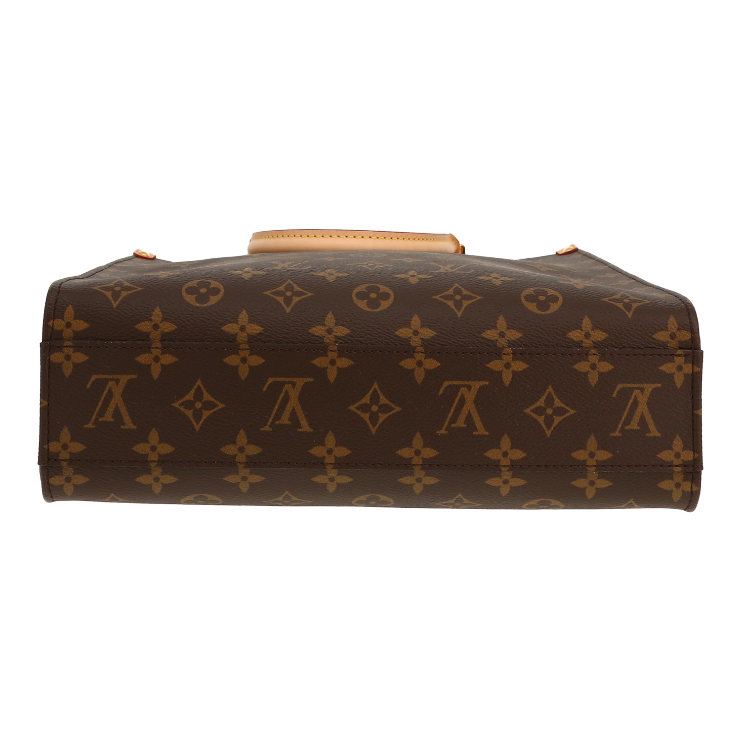 Louis Vuitton  Sac Plat shopping bag  in brown monogram canvas  and natural leather - Detail D1