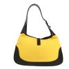 Gucci  Jackie vintage handbag  in yellow canvas  and black leather - Detail D4 thumbnail