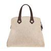 Hermès  Heeboo handbag  in beige canvas  and brown leather - Detail D4 thumbnail