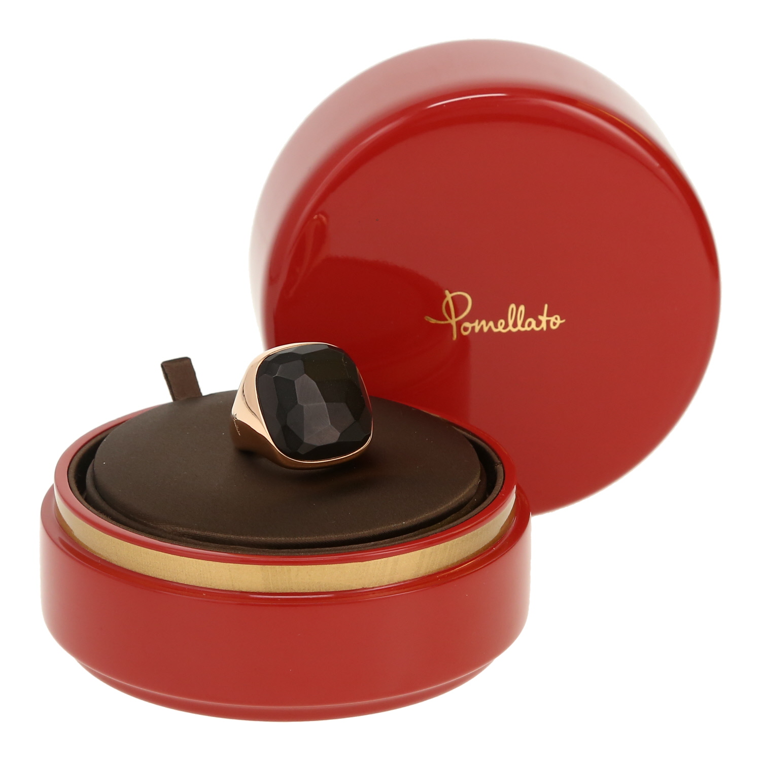 Pomellato Victoria ring in pink gold and jet - Detail D2