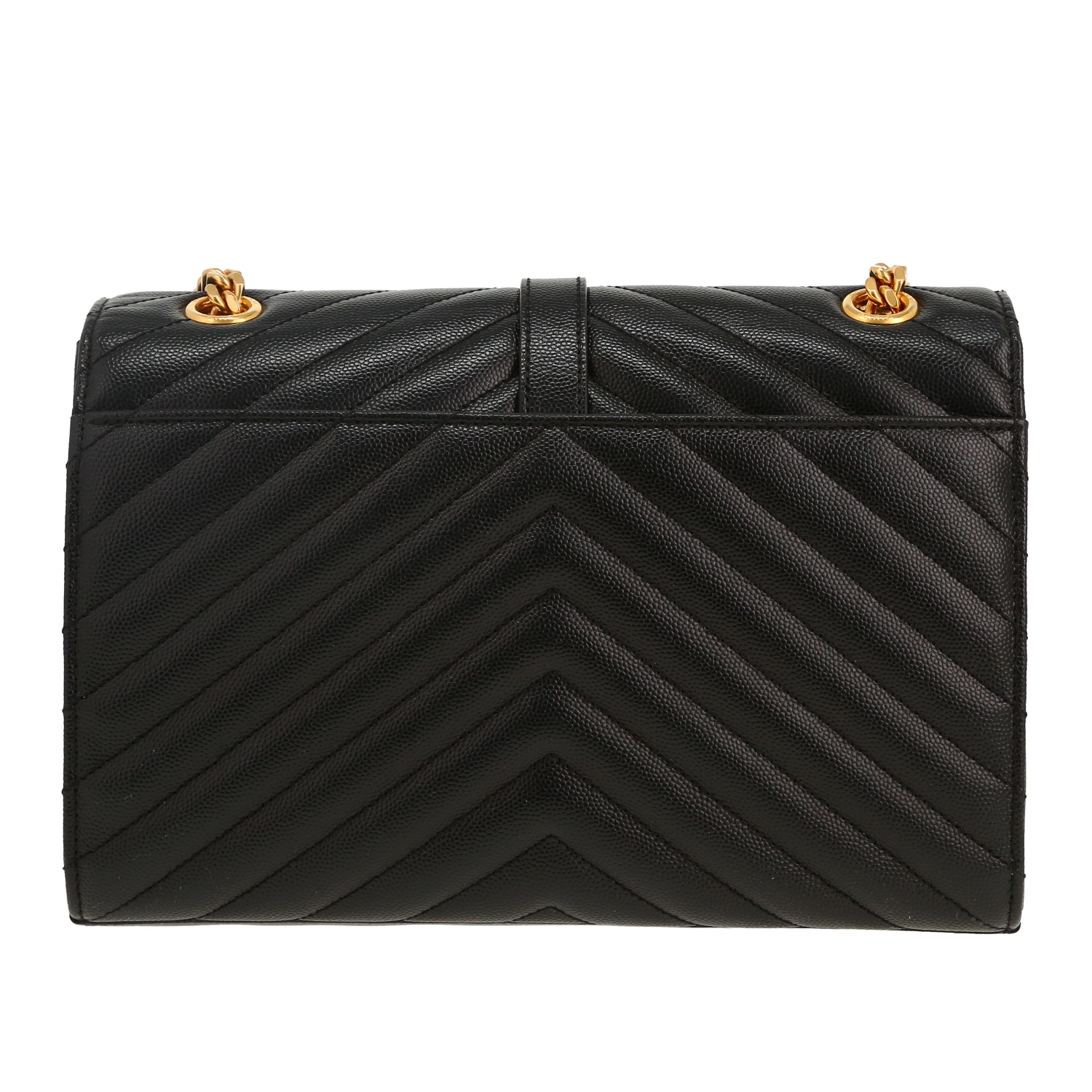 Saint Laurent  Enveloppe medium model  shoulder bag  in black grained leather - Detail D4