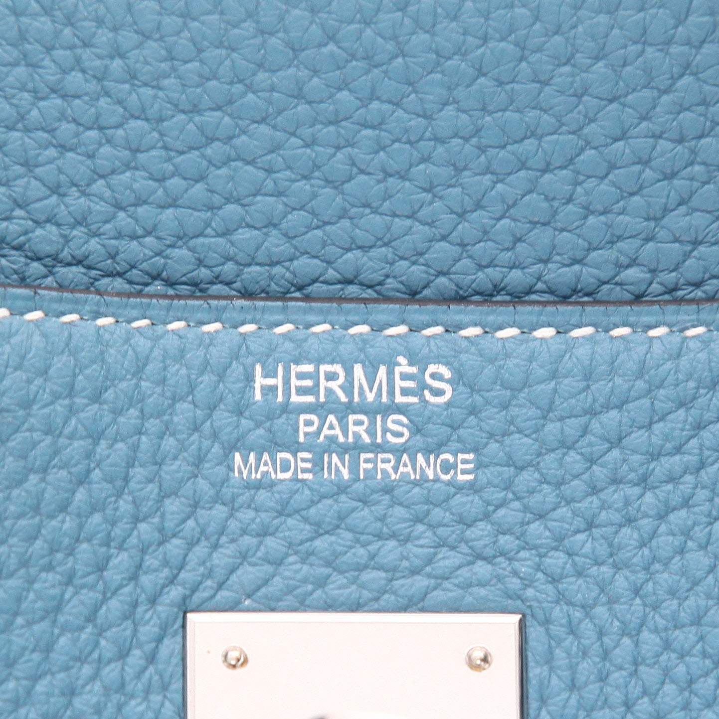 Sac à main Hermès  Birkin 40 cm en cuir togo bleu-jean - Detail D2