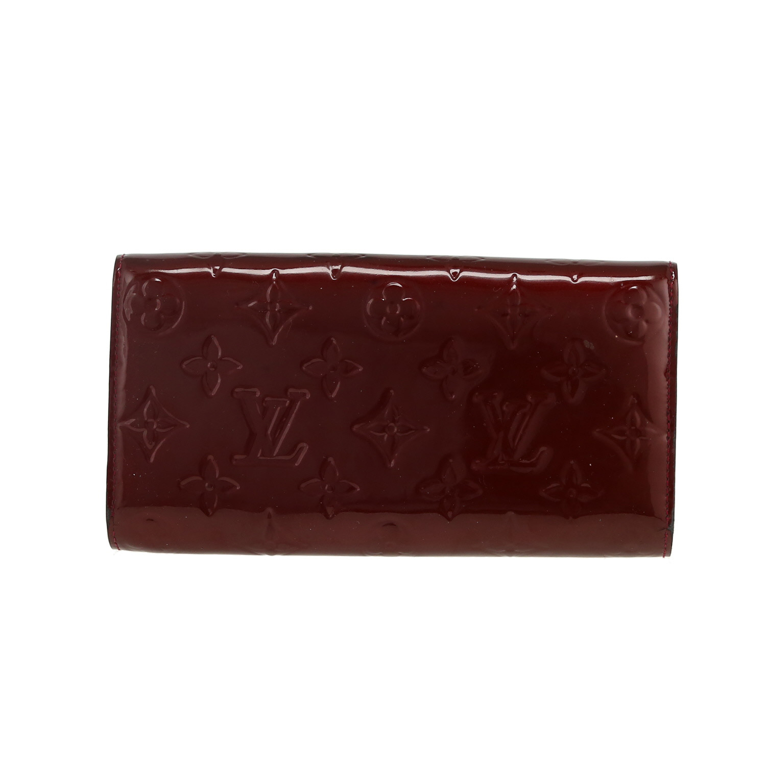 Billetera Louis Vuitton  Sarah en charol Monogram color burdeos - Detail D4