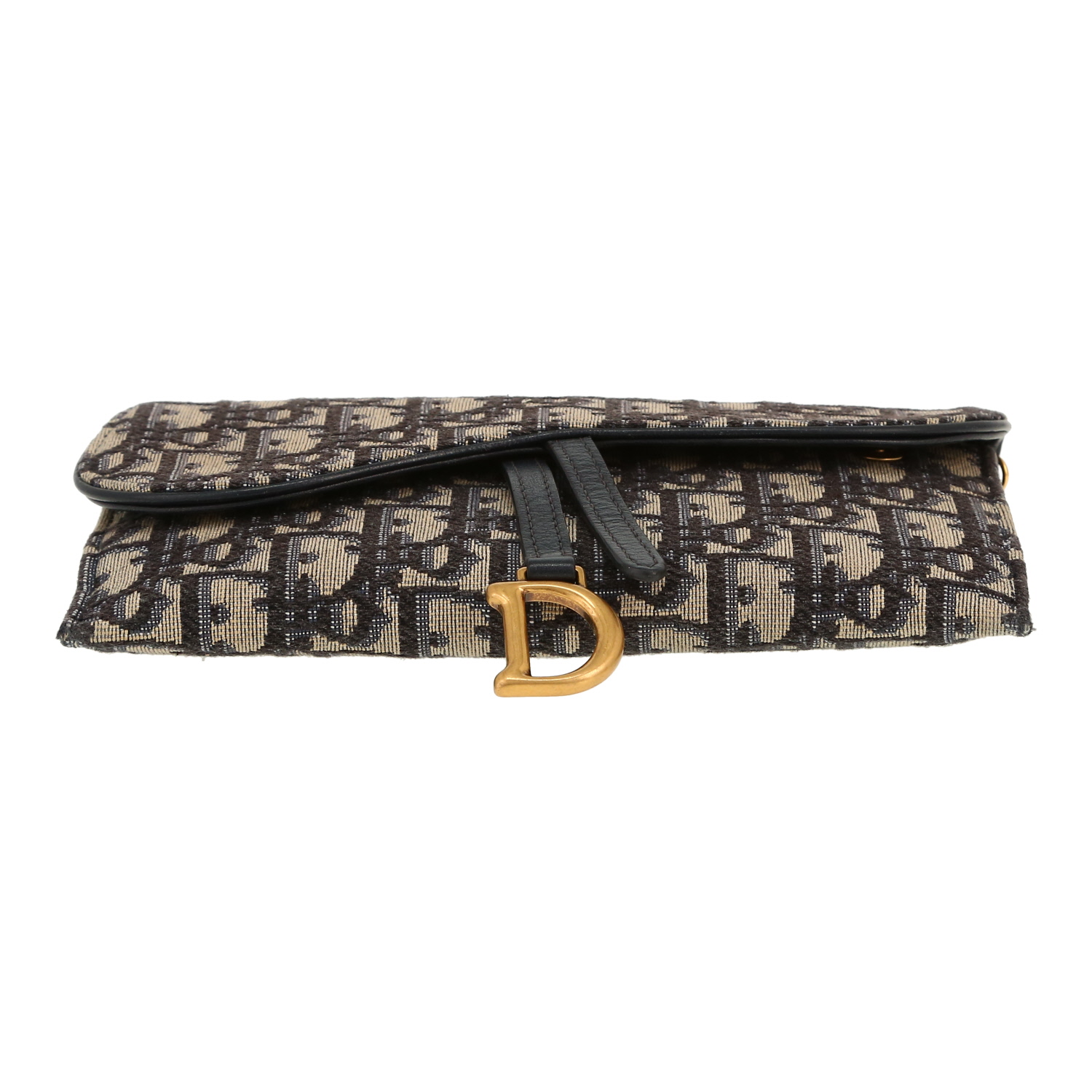 Borsa a tracolla Dior  Pochette Saddle in tessuto a monogramma Oblique blu - Detail D1