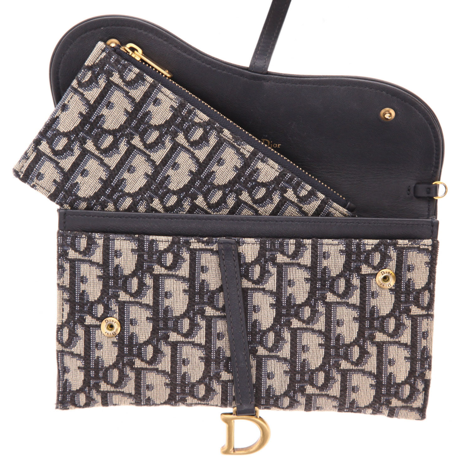 Borsa a tracolla Dior  Pochette Saddle in tessuto a monogramma Oblique blu - Detail D5