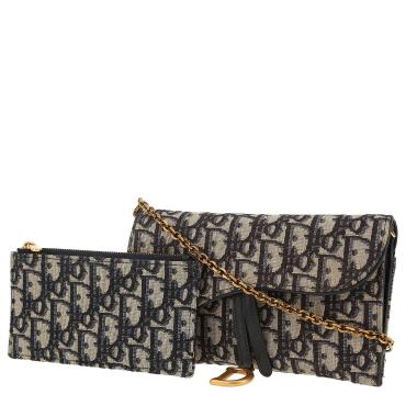Borsa a tracolla Dior  Pochette Saddle in tessuto a monogramma Oblique blu