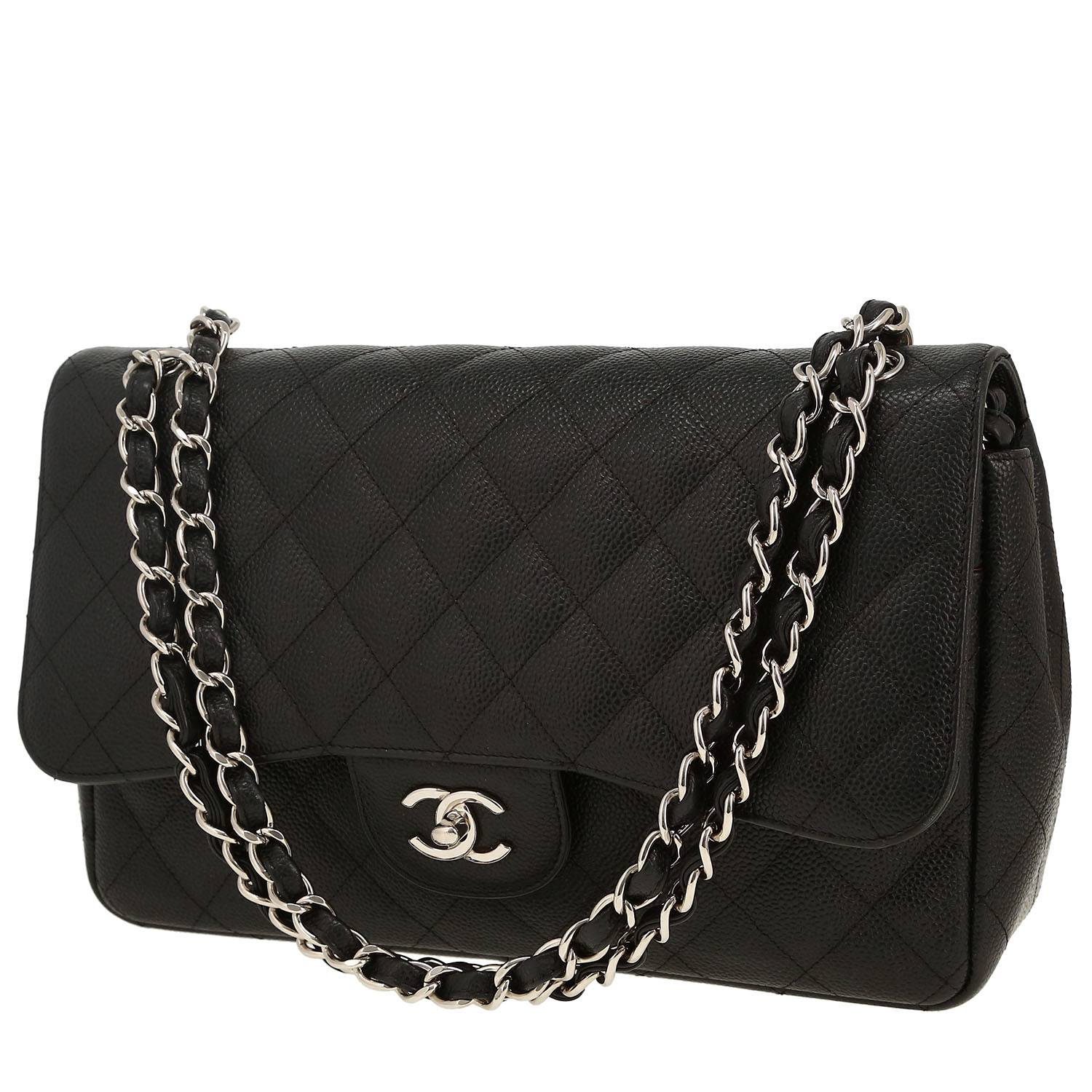 Sac bandoulière Chanel  Timeless Jumbo en cuir grainé matelassé noir