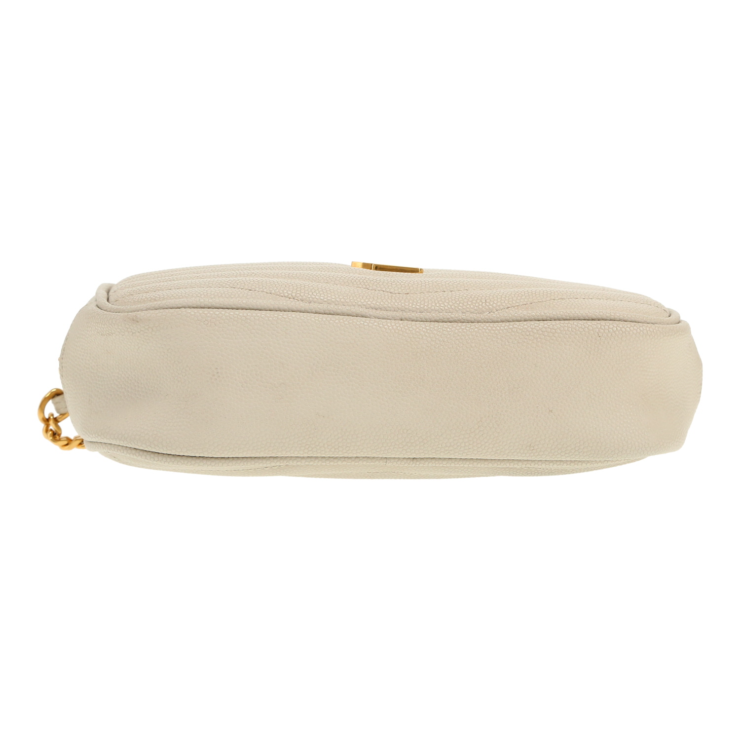 Saint Laurent  Mini Lou shoulder bag  in white grained leather - Detail D1