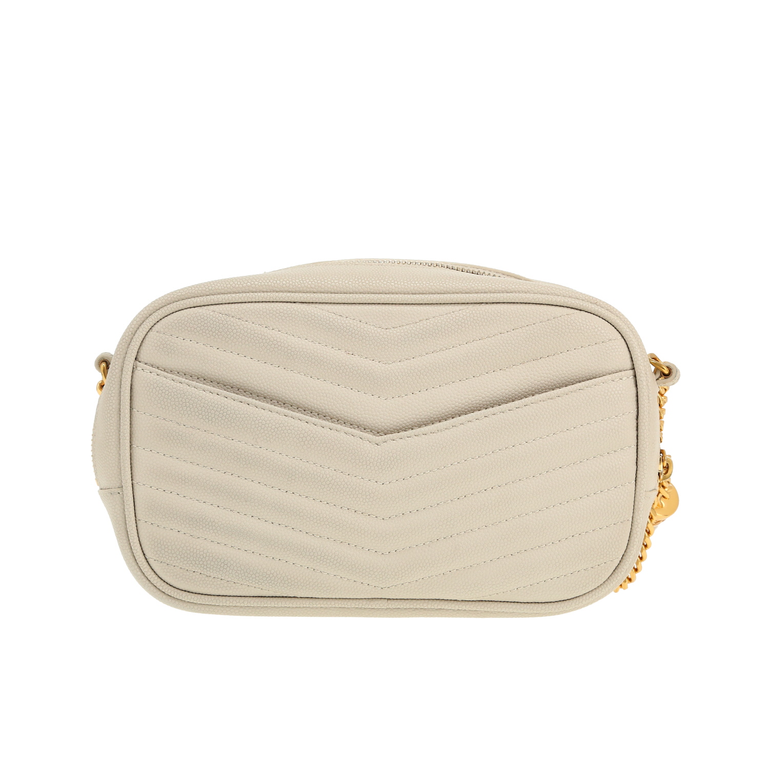 Sac bandoulière Saint Laurent  Mini Lou en cuir grainé blanc - Detail D4
