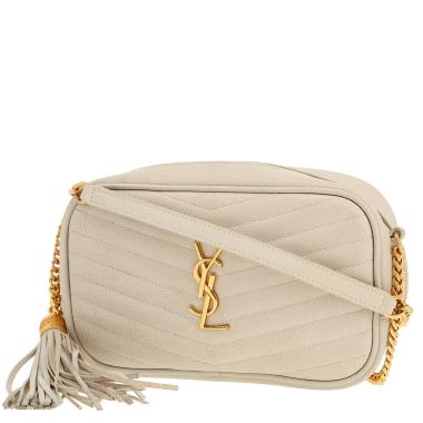 Borsa a tracolla Saint Laurent  Mini Lou in pelle martellata bianca