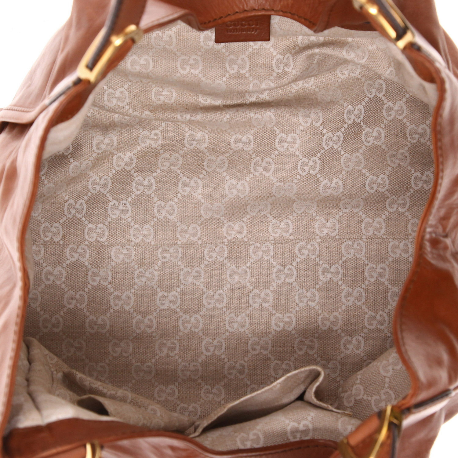 Bolso de mano Gucci Stirrup en cuero marrón - Detail D3