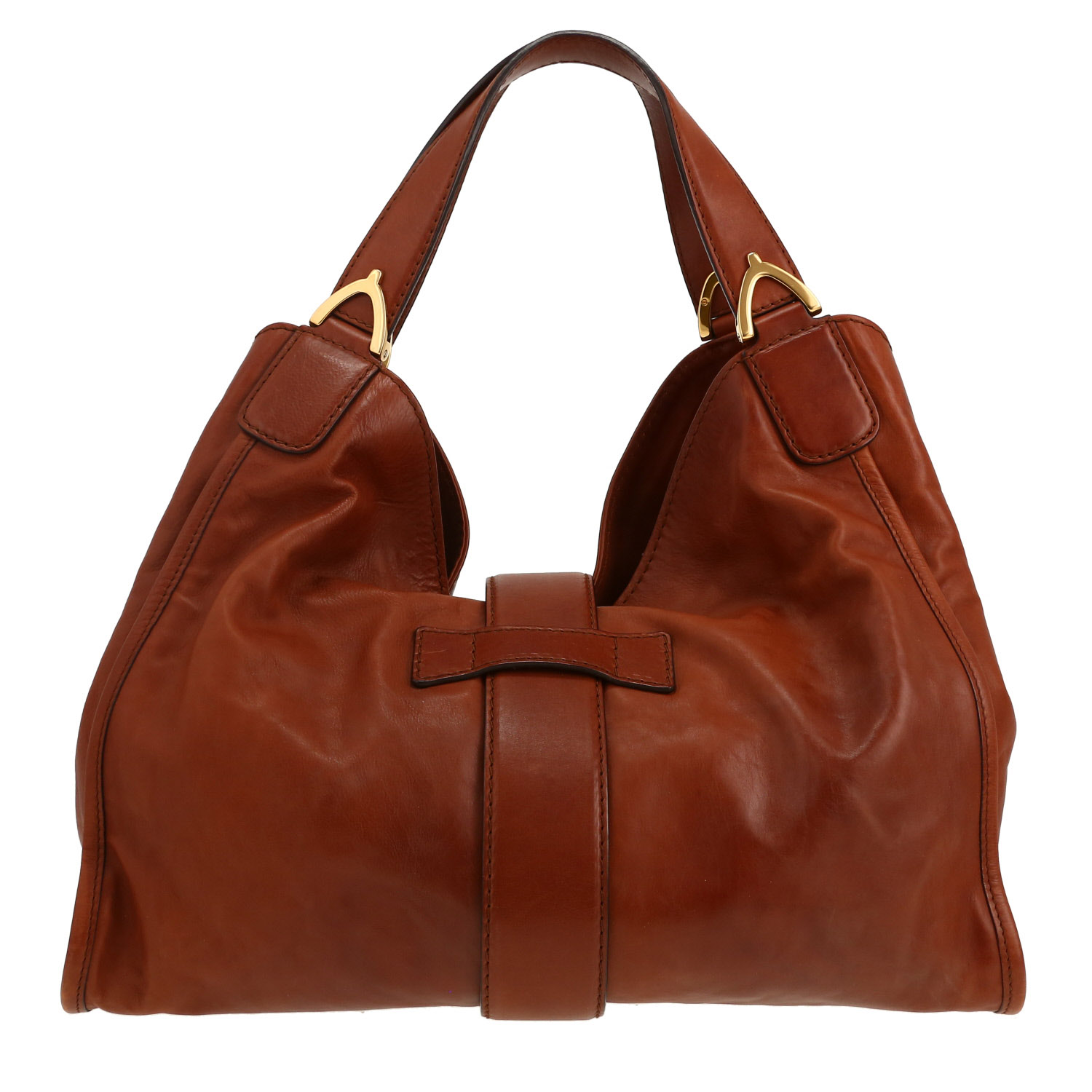 Bolso de mano Gucci Stirrup en cuero marrón - Detail D4