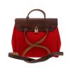 Hermès  Herbag - Backpack backpack  in red canvas  and brown leather - Detail D4 thumbnail