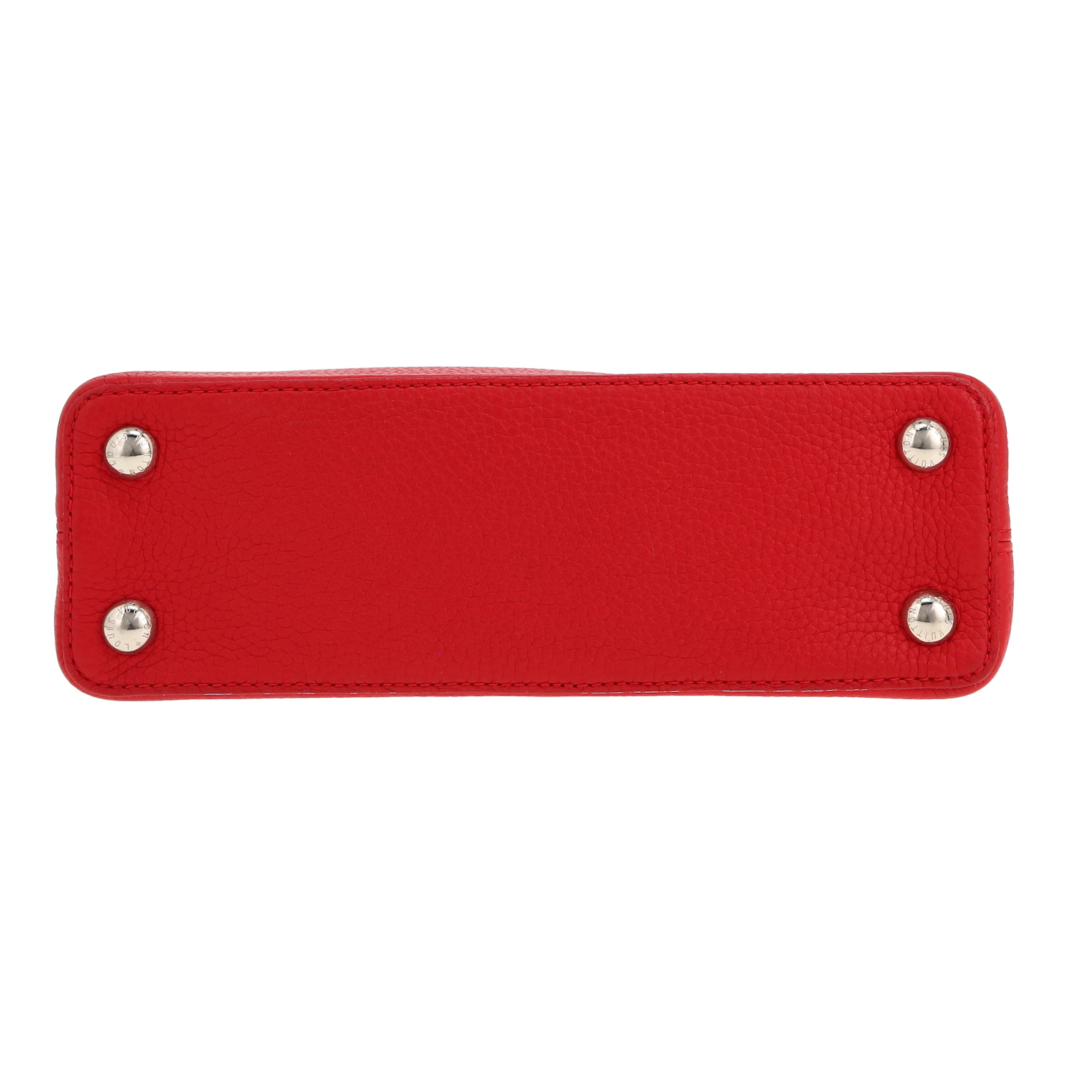 Borsa Louis Vuitton  Capucines BB in pelle martellata rossa - Detail D1