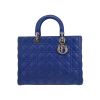 Dior  Lady Dior large model  handbag  in blue leather cannage - 360 thumbnail