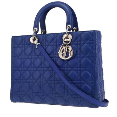 Dior  Lady Dior large model  handbag  in blue leather cannage