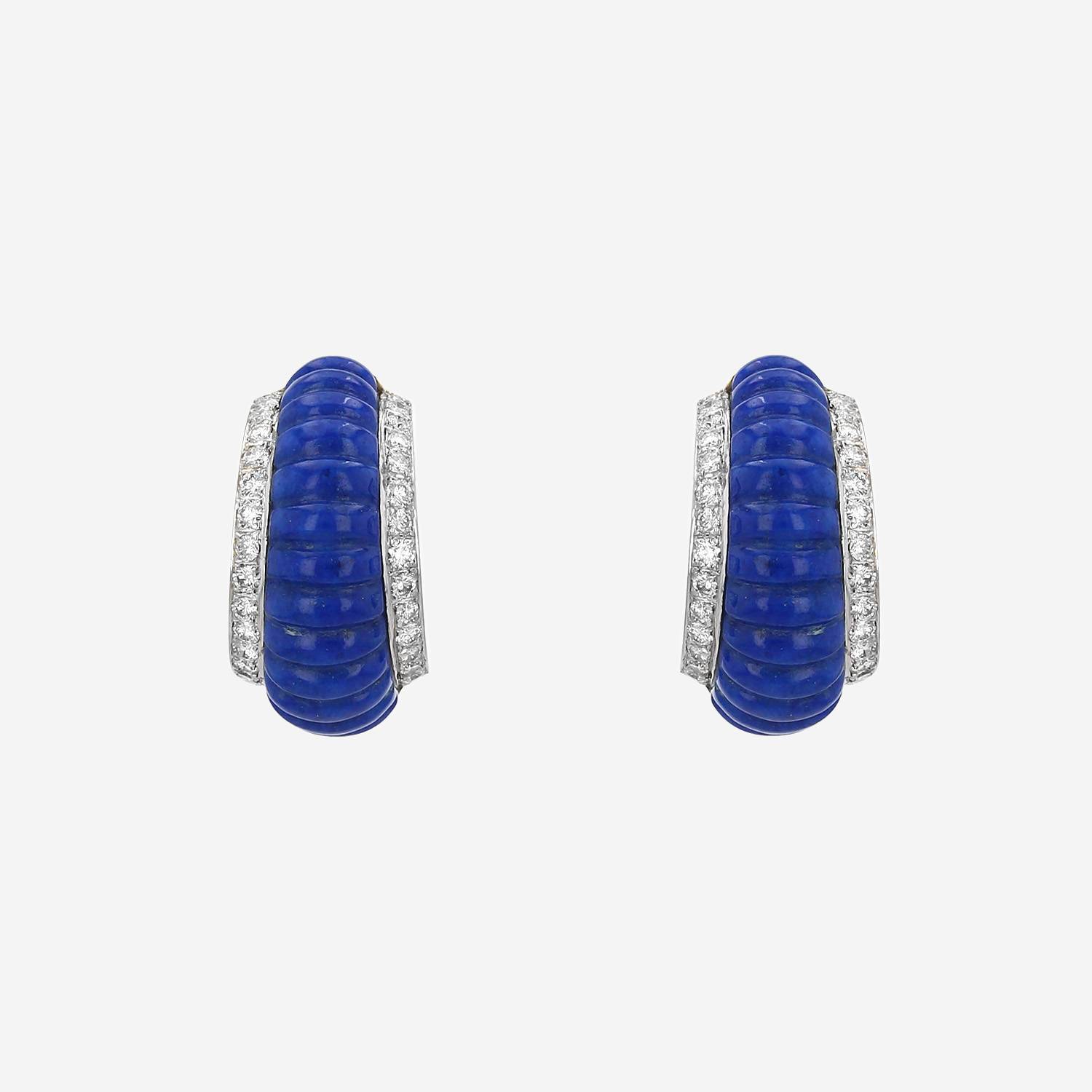 Vintage earrings in yellow gold, lapis-lazuli and diamonds - 00pp