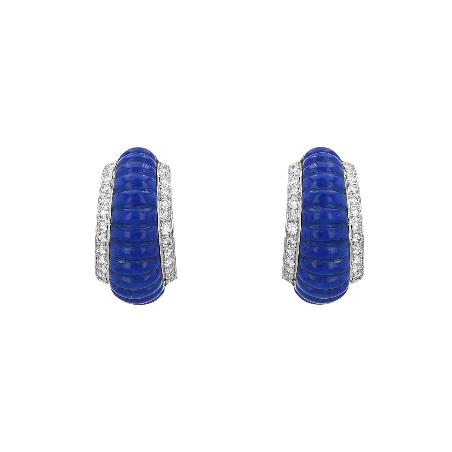 Pendientes Vintage  de oro amarillo, lapislázuli y diamantes - 00pp