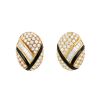 Vintage   1980's earrings for non pierced ears in yellow gold, diamonds and onyx - 00pp thumbnail