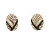 Vintage   1980's earrings for non pierced ears in yellow gold, diamonds and onyx - 360 thumbnail