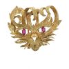 Broche années 1960 Hermès Mistigri en or jaune et saphirs - 360 thumbnail