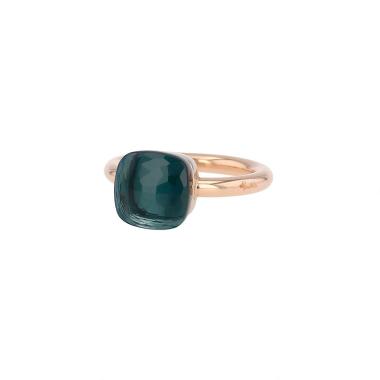 Sortija Pomellato Nudo Classic de oro rosa y topacio azul London