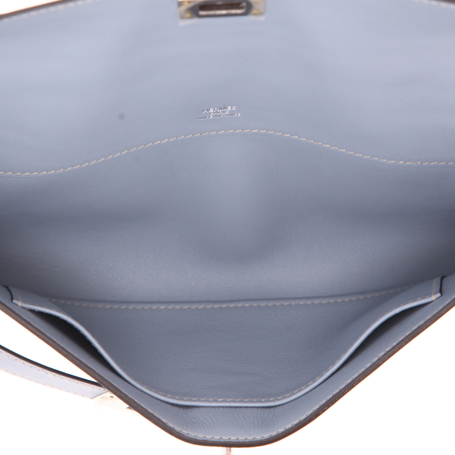 Pochette Hermès  Kelly Cut in pelle Swift Bleu Lin - Detail D3