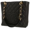 Chanel  Shopping GST small model  bag worn on the shoulder or carried in the hand  in black quilted grained leather - 00pp thumbnail