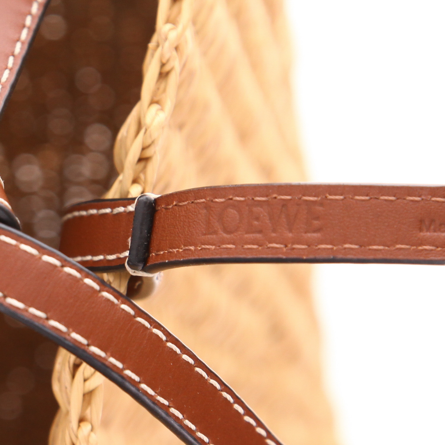 Shopping bag Loewe  Shell in vimini e pelle marrone - Detail D2