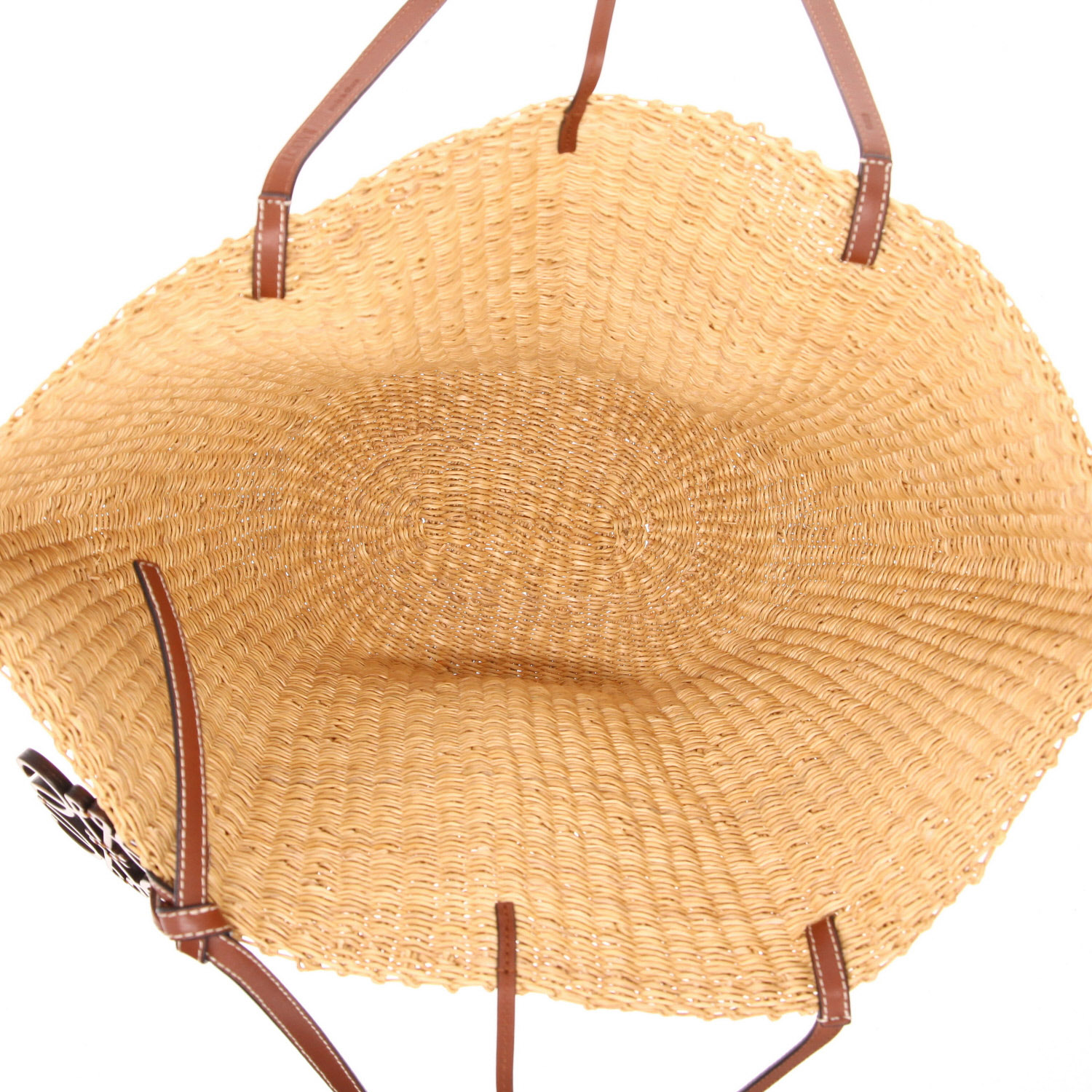 Sac cabas Loewe  Shell en osier et cuir marron - Detail D3