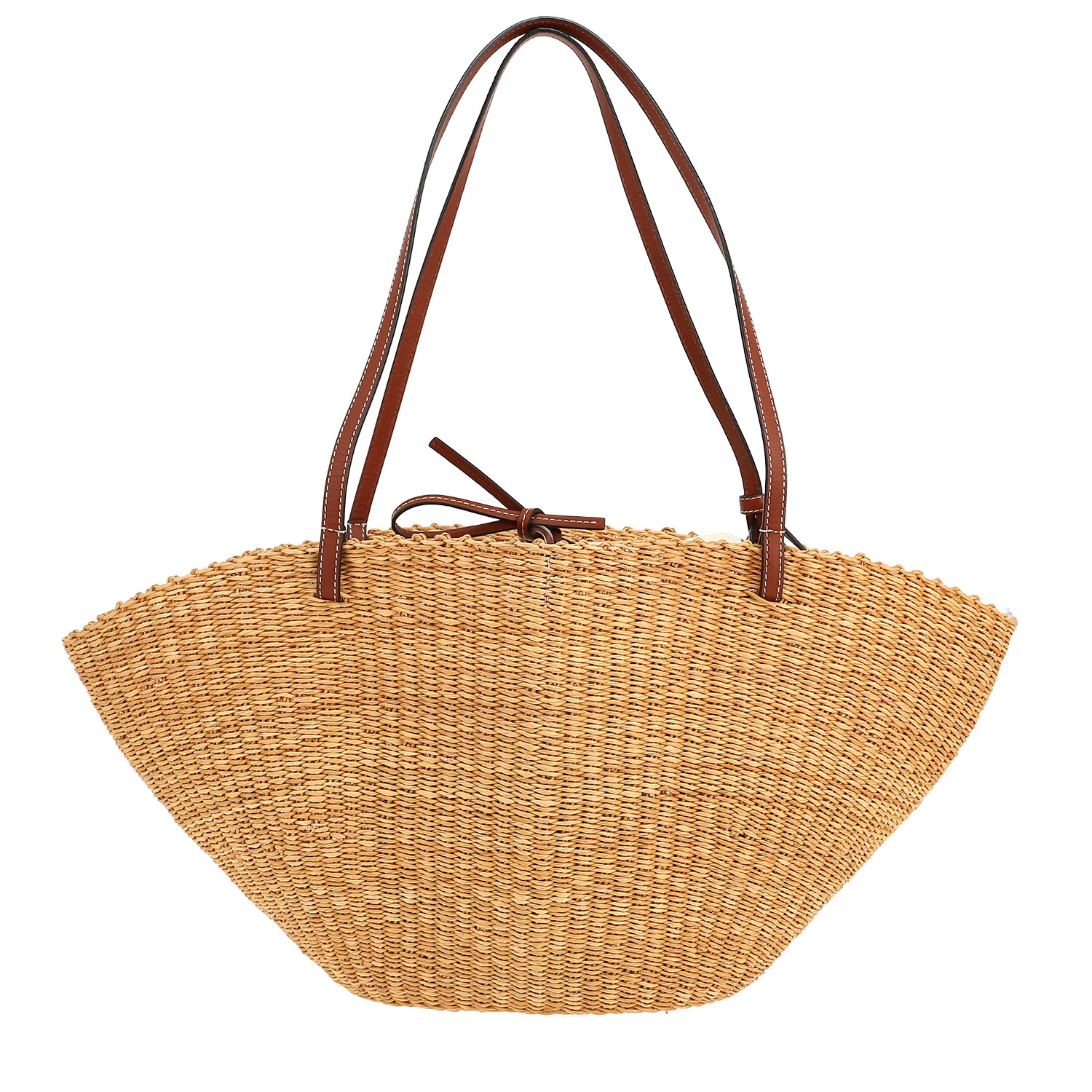 Sac cabas Loewe  Shell en osier et cuir marron - Detail D4