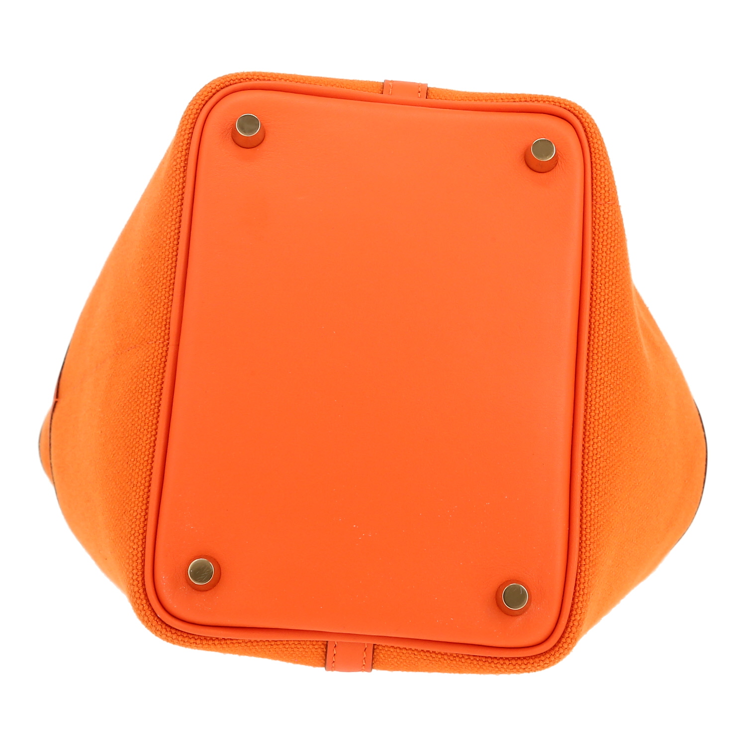 Hermès  Picotin Cargo handbag  in orange canvas  and orange leather - Detail D1