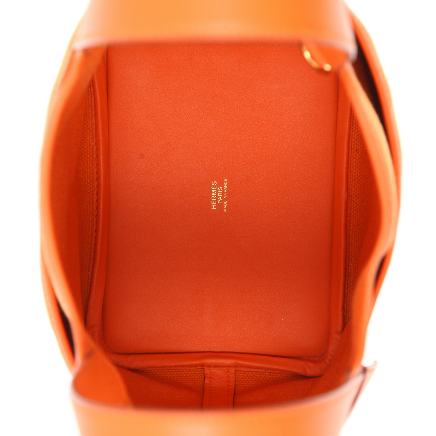 Sac à main Hermès  Picotin Cargo en toile orange et cuir orange - Detail D3