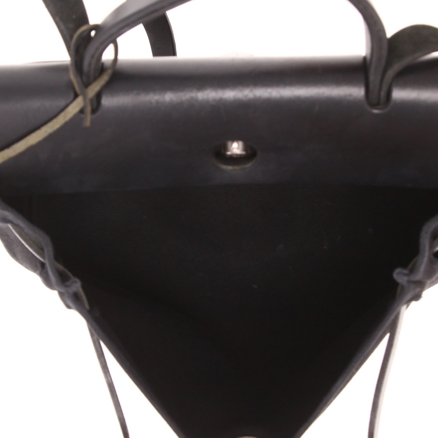 Borsa Hermès Herbag in tela nera e pelle nera - Detail D3