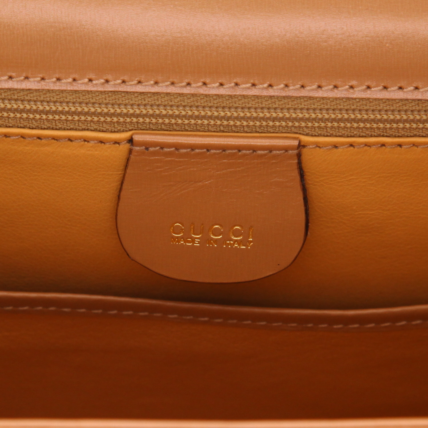 Sac bandoulière Gucci  Bamboo en cuir marron et bambou - Detail D2