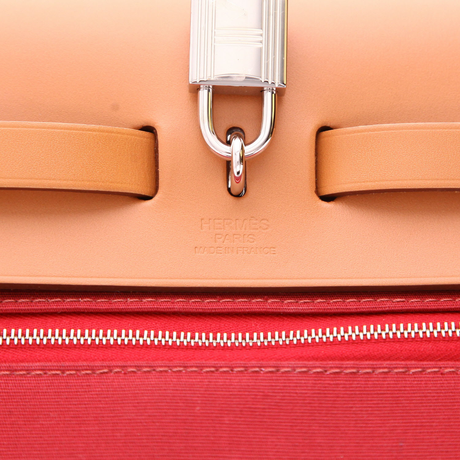 Bolso de mano Hermès  Herbag en lona rosa y vaca Hunter - Detail D2