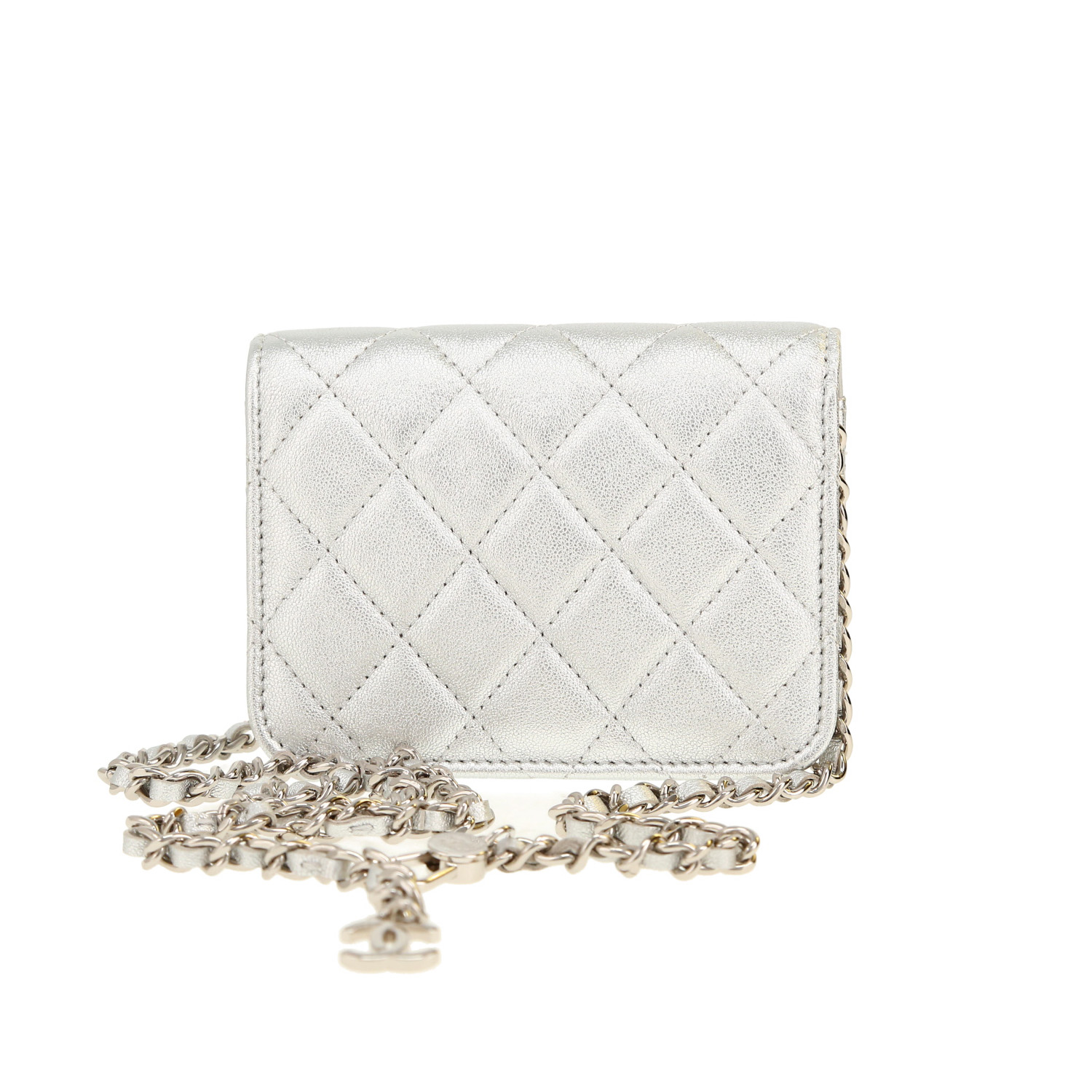 Pochette-cintura Chanel   in pelle trapuntata argentata - Detail D4