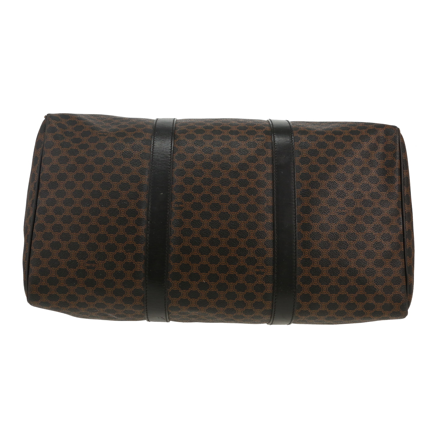 Borsa weekend Celine  Vintage in tela "Triomphe" nera e pelle nera - Detail D1