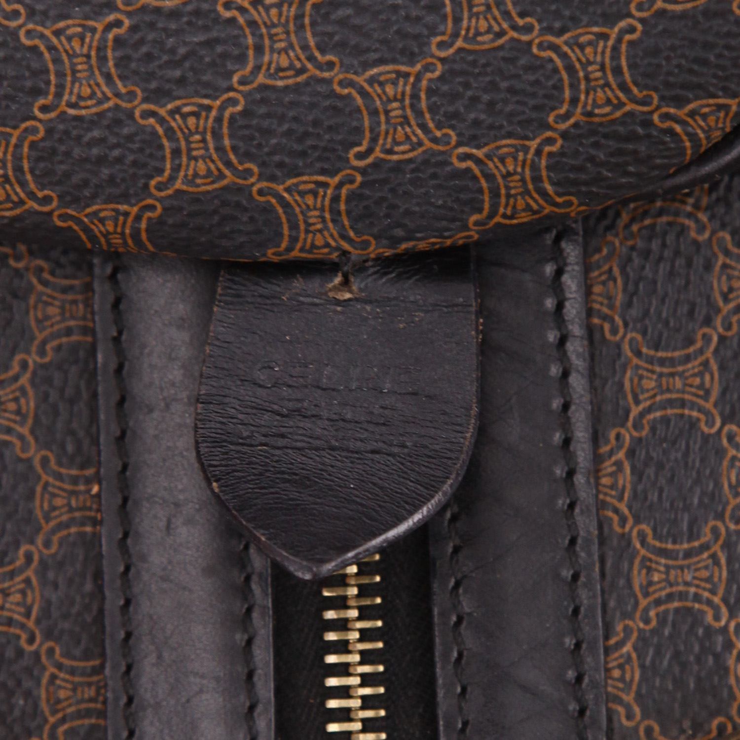 Bolso de fin de semana Celine  Vintage en tejido "Triomphe" negro y cuero negro - Detail D2