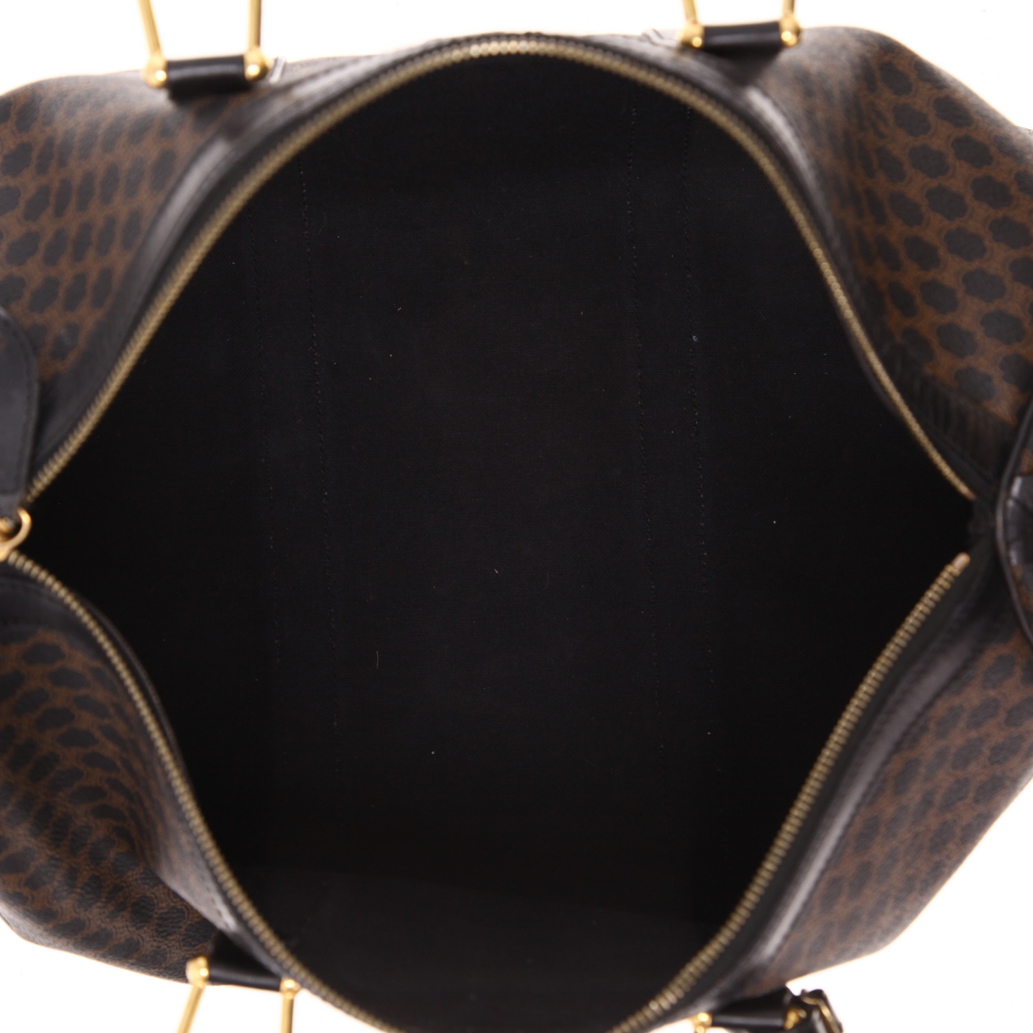 Celine  Vintage weekend bag  in black "Triomphe" canvas  and black leather - Detail D3