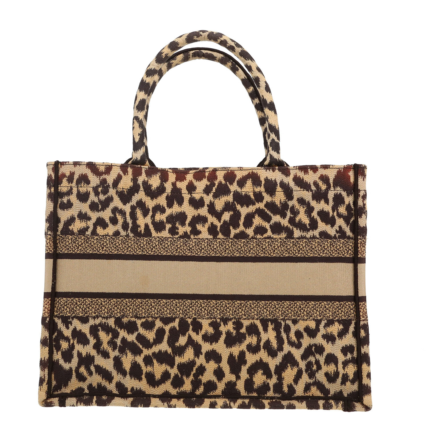 Dior  Book Tote medium model  shopping bag  in brown and beige canvas - Detail D4
