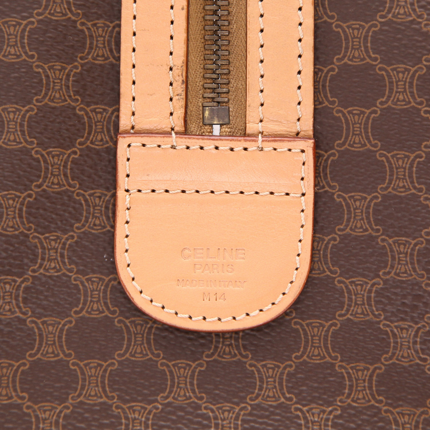 Borsa Celine  Vintage in tela "Triomphe" marrone e pelle marrone - Detail D2